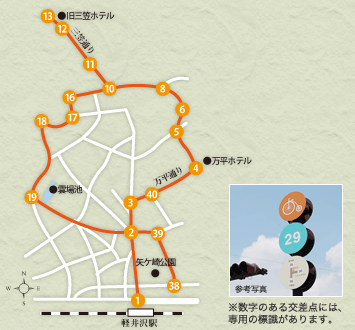旧軽井沢周辺コースマップ
