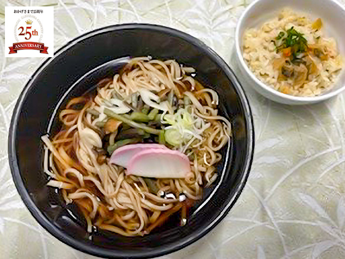 山菜そばとあさり御飯