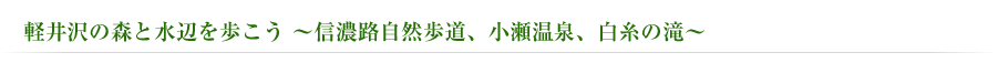 軽井沢の森と水辺を歩こう　〜信濃路自然歩道、小瀬温泉、白糸の滝〜